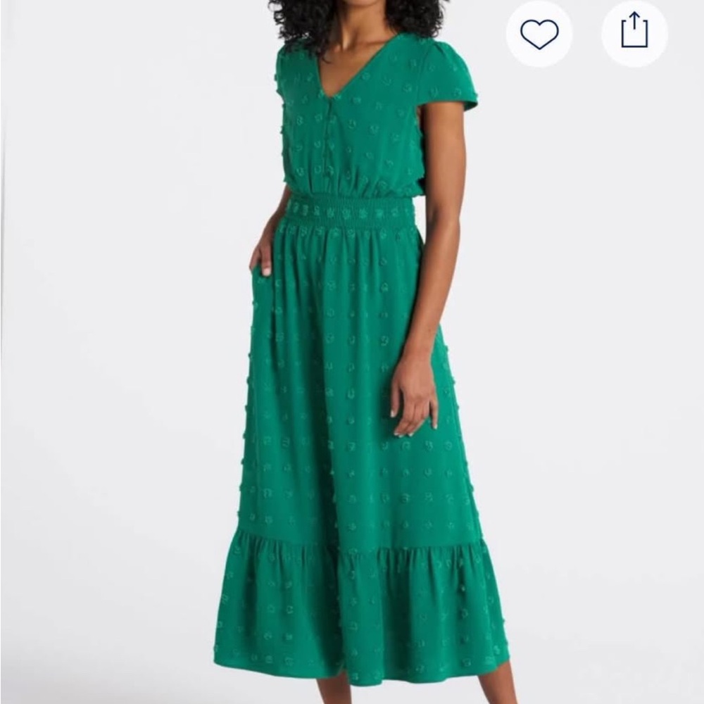 Daniel Rainn Green Flutter Sleeve Midi Sundress